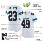 Custom White Black-Aqua Mesh Authentic Football Jersey Custom White Black-Aqua Mesh Authentic Football Jersey