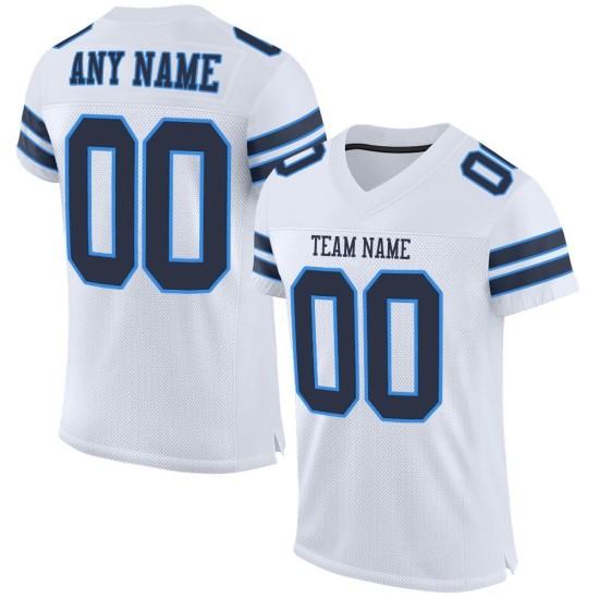 Custom White Navy-Powder Blue Mesh Authentic Football Jersey Custom White Navy-Powder Blue Mesh Authentic Football Jersey
