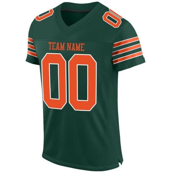 Custom Green Orange-White Mesh Authentic Football Jersey Custom Green Orange-White Mesh Authentic Football Jersey