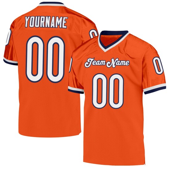 Custom Orange White-Navy Mesh Authentic Throwback Football Jersey Custom Orange White-Navy Mesh Authentic Throwback Football Jersey