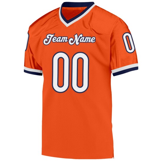 Custom Orange White-Navy Mesh Authentic Throwback Football Jersey Custom Orange White-Navy Mesh Authentic Throwback Football Jersey