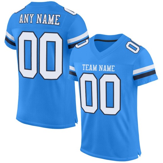 Custom Powder Blue White-Navy Mesh Authentic Football Jersey Custom Powder Blue White-Navy Mesh Authentic Football Jersey