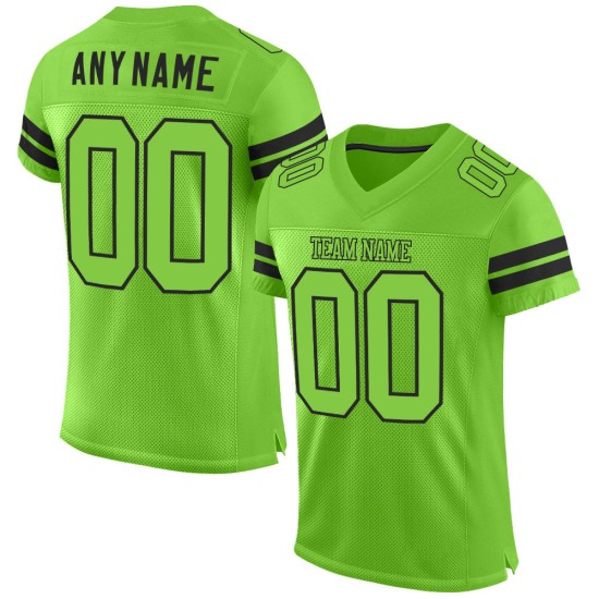 Custom Neon Green Neon Green-Black Mesh Authentic Football Jersey Custom Neon Green Neon Green-Black Mesh Authentic Football Jersey