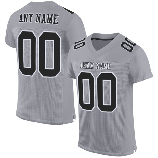Custom Gray Black-White Mesh Authentic Football Jersey Custom Gray Black-White Mesh Authentic Football Jersey