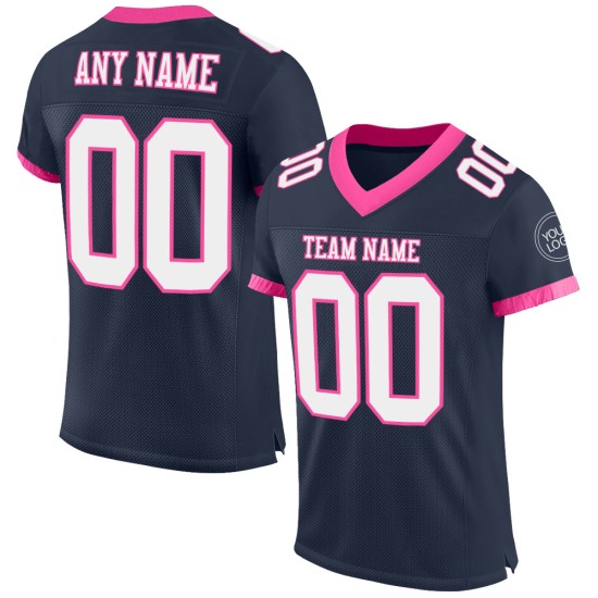Custom Navy White-Pink Mesh Authentic Football Jersey Custom Navy White-Pink Mesh Authentic Football Jersey