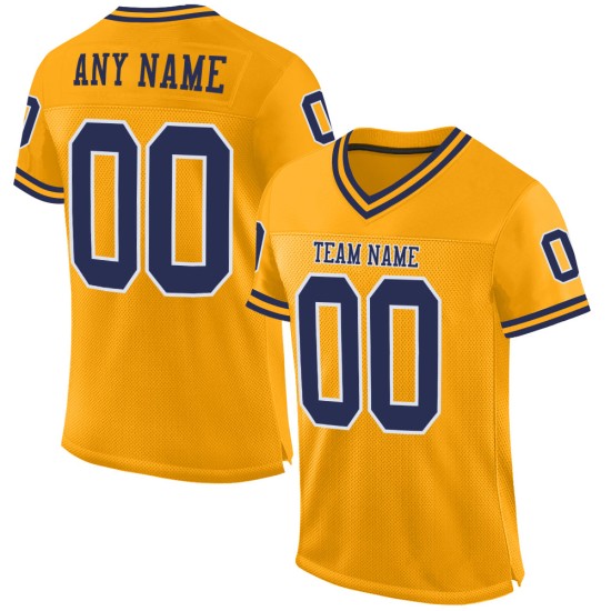 Custom Gold Navy-White Mesh Authentic Throwback Football Jersey Custom Gold Navy-White Mesh Authentic Throwback Football Jersey