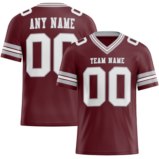 Custom Burgundy White-Gray Mesh Authentic Football Jersey Custom Burgundy White-Gray Mesh Authentic Football Jersey