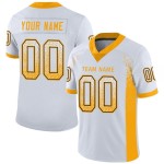 Custom White Gold-Black Mesh Drift Fashion Football Jersey Custom White Gold-Black Mesh Drift Fashion Football Jersey