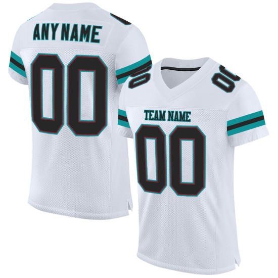 Custom White Black-Aqua Mesh Authentic Football Jersey Custom White Black-Aqua Mesh Authentic Football Jersey