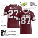 Custom Burgundy White-Gray Mesh Authentic Football Jersey Custom Burgundy White-Gray Mesh Authentic Football Jersey