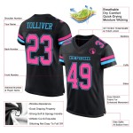 Custom Black Pink-Sky Blue Mesh Authentic Football Jersey Custom Black Pink-Sky Blue Mesh Authentic Football Jersey