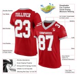 Custom Red White-Gray Mesh Authentic Football Jersey Custom Red White-Gray Mesh Authentic Football Jersey