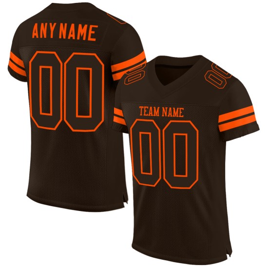 Custom Brown Brown-Orange Mesh Authentic Football Jersey Custom Brown Brown-Orange Mesh Authentic Football Jersey