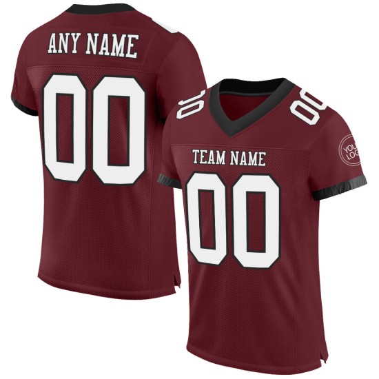 Custom Burgundy White-Black Mesh Authentic Football Jersey Custom Burgundy White-Black Mesh Authentic Football Jersey