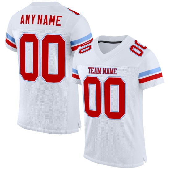 Custom White Red-Light Blue Mesh Authentic Football Jersey Custom White Red-Light Blue Mesh Authentic Football Jersey